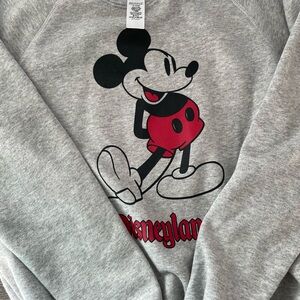 Disney Gray and Red Mickey Mouse Crew Neck Sweater